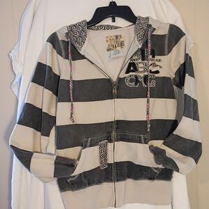 Billabong Black and Cream Striped Women's Sweater